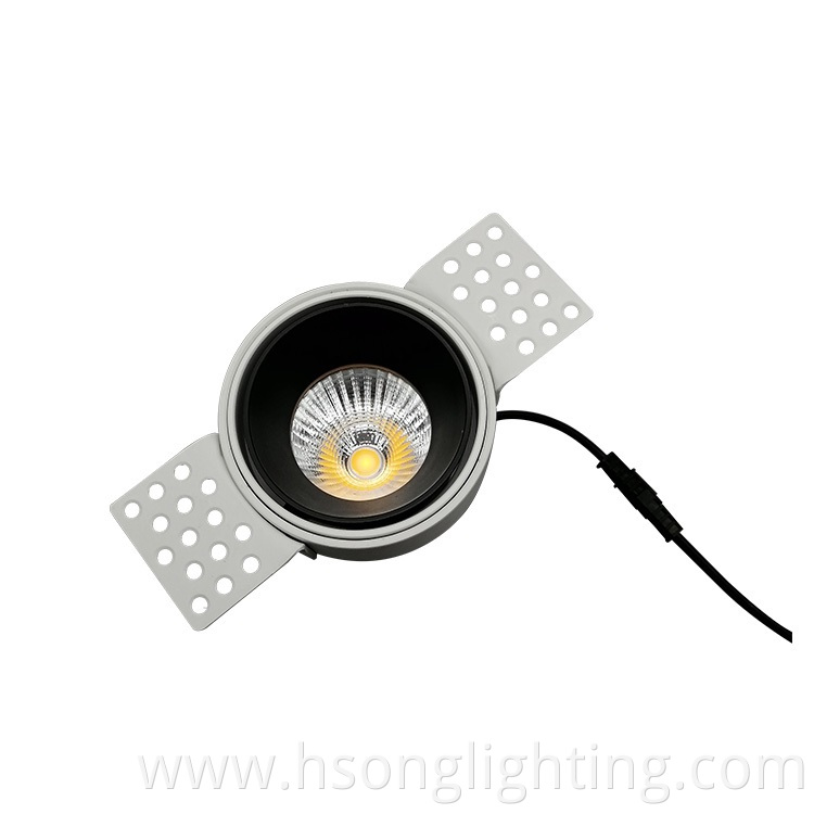 Anti glare trimless recessed cob led downlights dimming downlight CRI90 12w full watt for Indoor Lighting